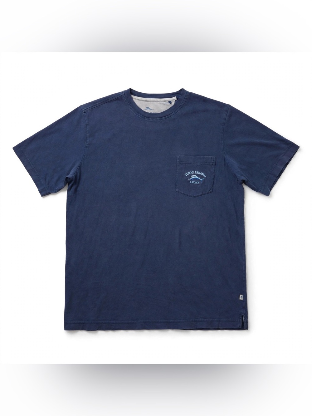Tommy Bahama Relax Embroidered Marlin Pocket T-Shirt Mens L Navy